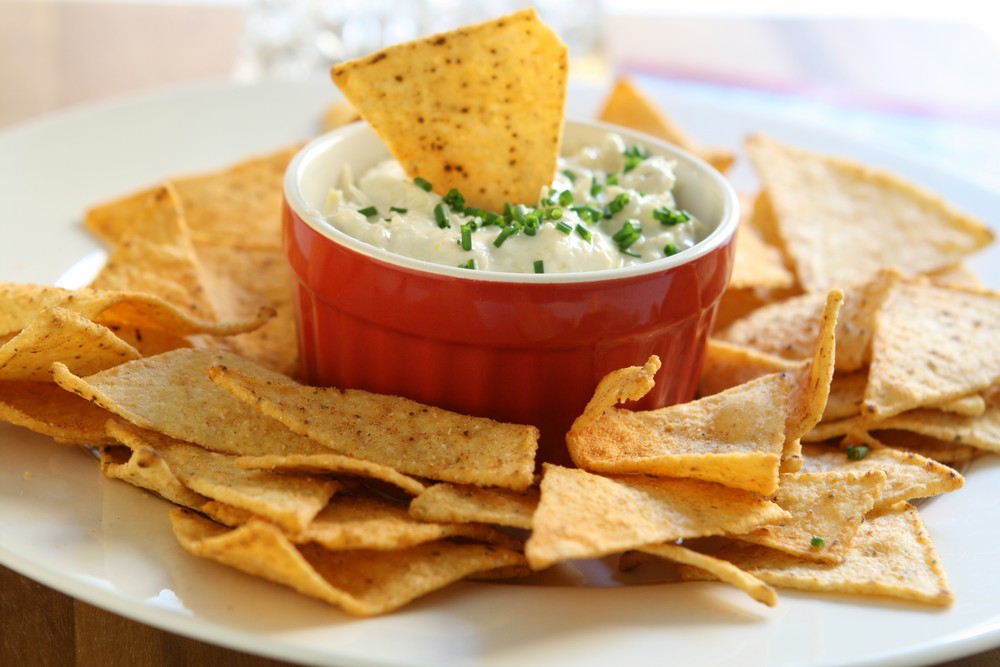 Artichoke dip and chips